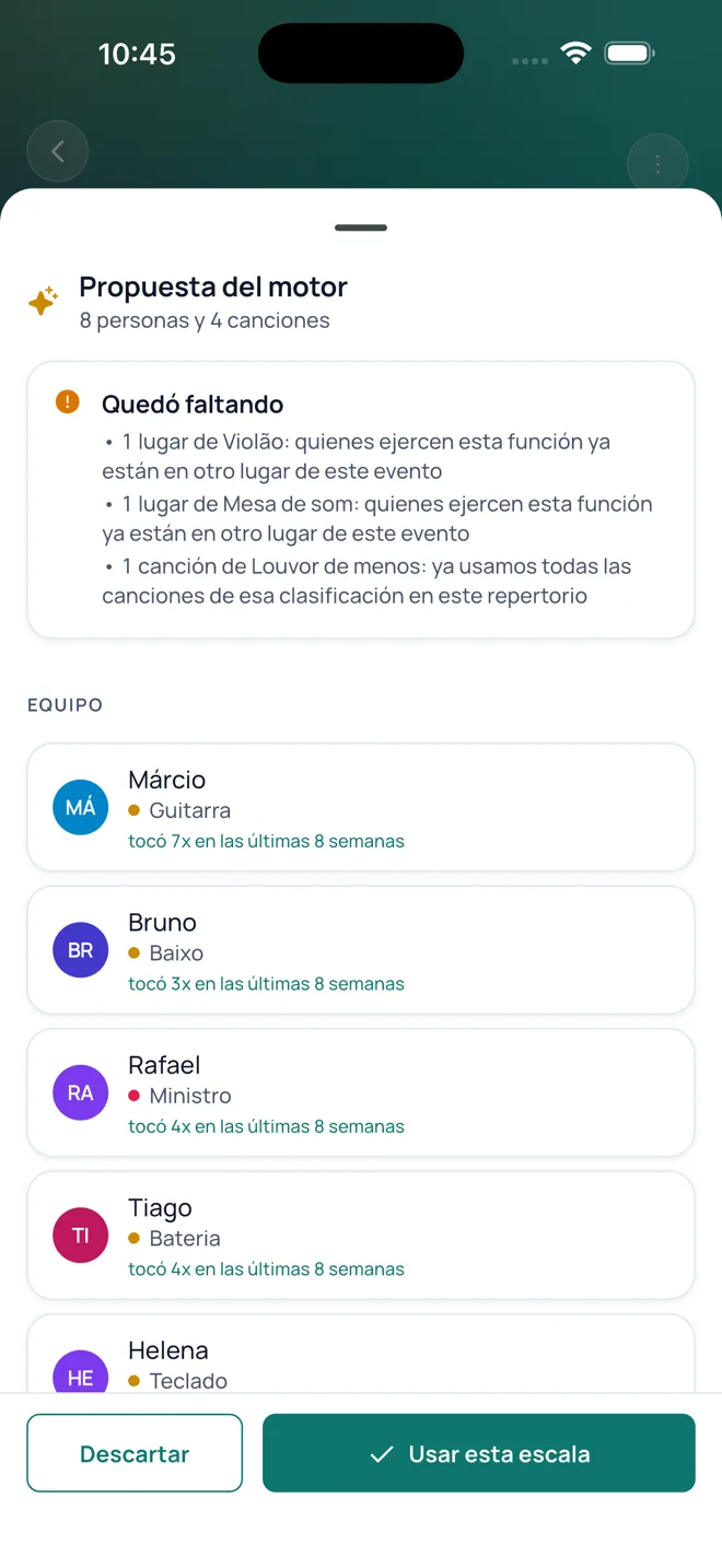 Propuesta del motor con cada elección y la justificación bajo el nombre